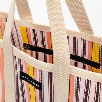 Large Shopper Bag - Pale Pink/Yellow/Black