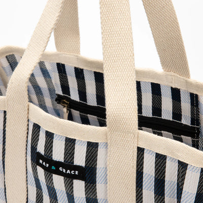 Large Shopper Bag - Black/White Stripe