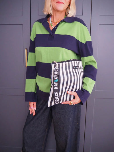 Large Pouch - Black/White Stripe