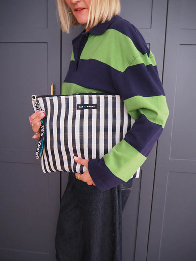 Large Pouch - Black/White Stripe