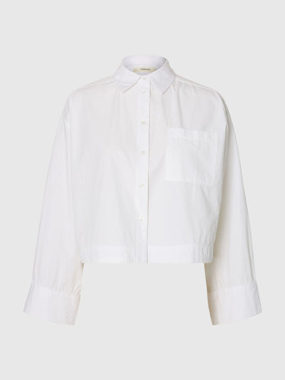 Astha Cropped Boxy Shirt - Bright White