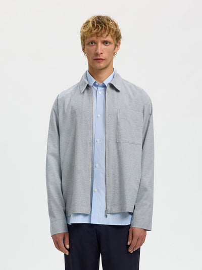 Relax David Mix Zip Overshirt - Blue Mirage Poppytooth