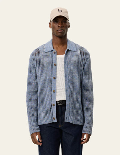 Gerald LS Knitted Shirt - Dark Denim Blue