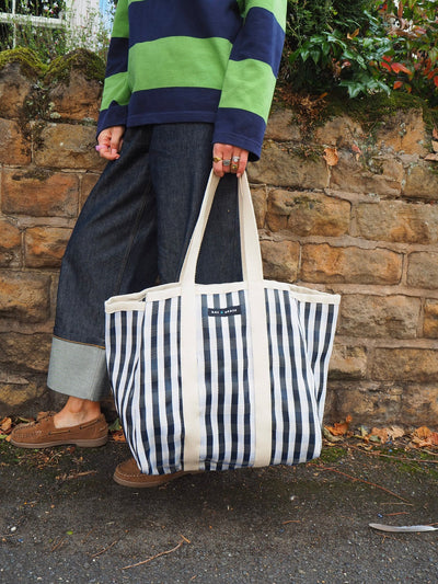 Large Shopper Bag - Black/White Stripe