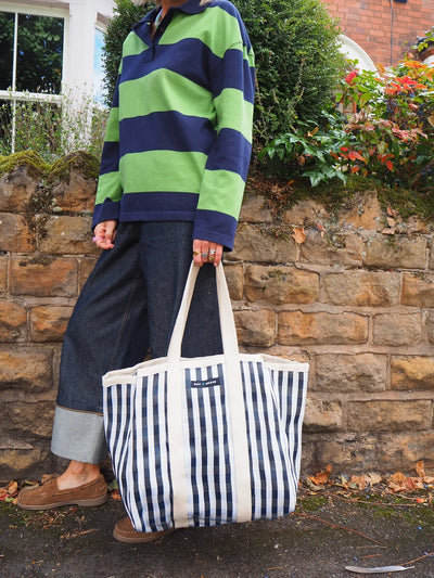 Large Shopper Bag - Black/White Stripe