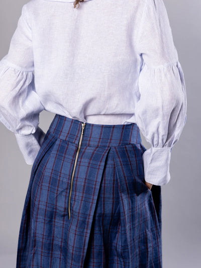 'NO MORE NOBODY' - Valery Maxi Skirt Organic Linen - Multi Check