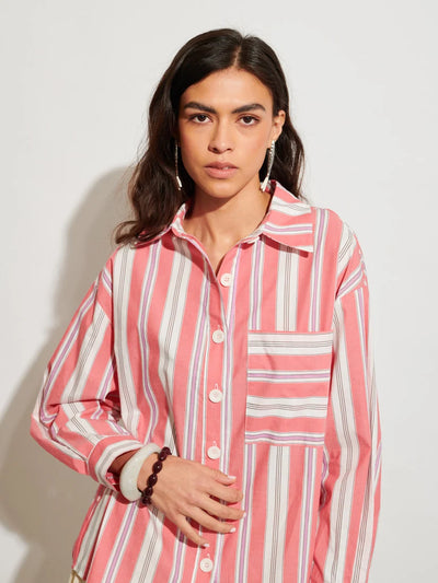 Scout Stripe Shirt - Burnt Red
