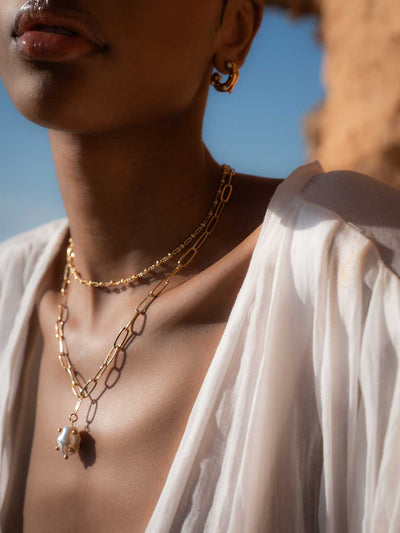 Callie Textured Necklace - Gold Plating