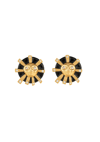 EOS Black Enamel Gilded Earrings - Gold