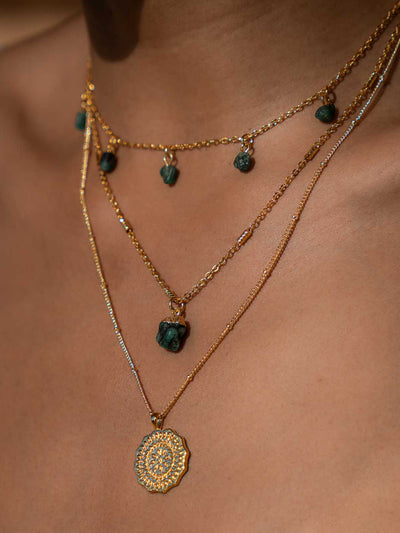 Mohica Raw Emerald Necklace - Gold Plating/Emerald