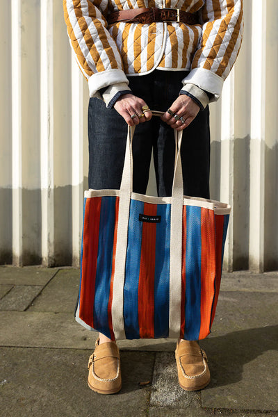Large Shopper Bag - Navy/Orange