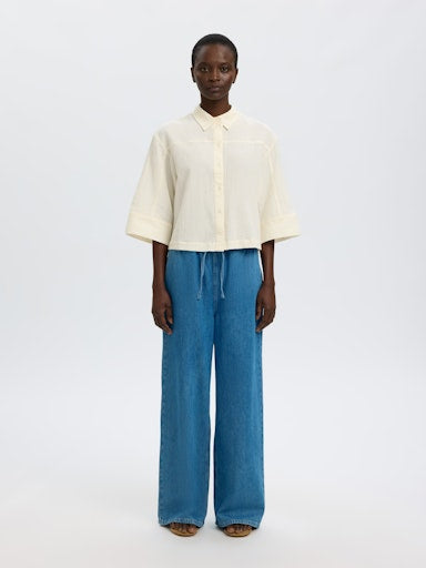 Finnie Relaxed 3/4 Sun Shirt - Egret