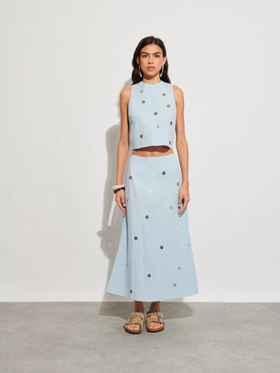 Solana Midi Skirt - Pale Blue