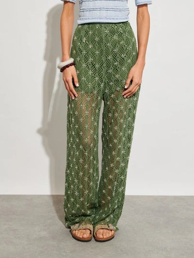 Zuma Embellished Trousers - Khaki Green