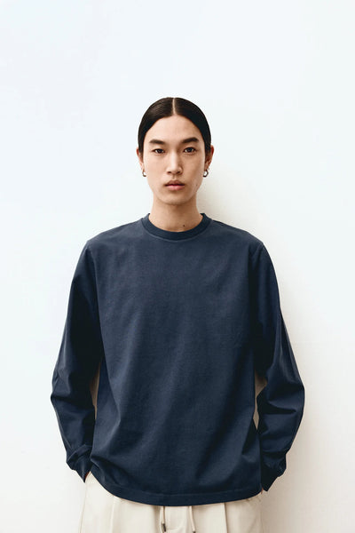 Basic Long Sleeve Tee - Navy Blue