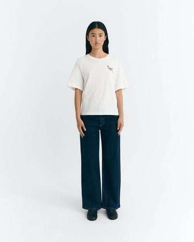 Embroidered Flor Lucia T-Shirt - White