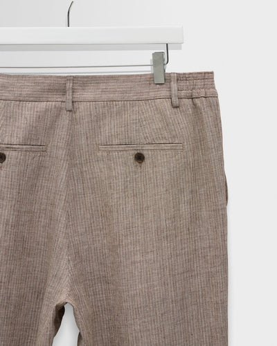 Malham Linen Trousers - Natural / Brown Stripes
