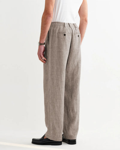 Malham Linen Trousers - Natural / Brown Stripes