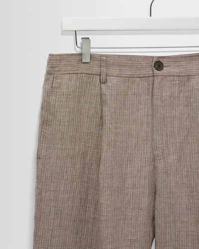 Malham Linen Trousers - Natural / Brown Stripes