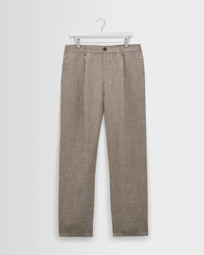 Malham Linen Trousers - Natural / Brown Stripes