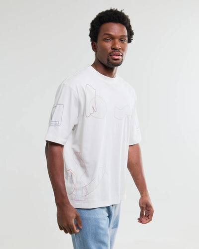 Milton Tee Cotton Shapes Embroidered - Ecru