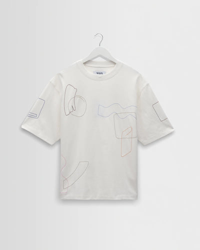 Milton Tee Cotton Shapes Embroidered - Ecru
