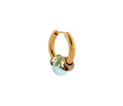 Buoy Earrings - Gold/Aquamarine