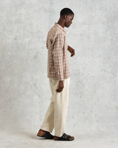 Whiting Overshirt - Tan and Multicolour Ladder Check