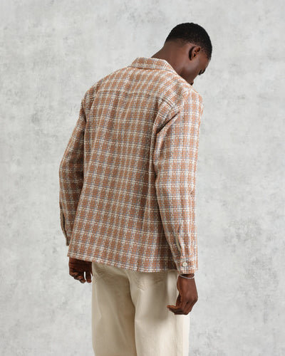Whiting Overshirt - Tan and Multicolour Ladder Check