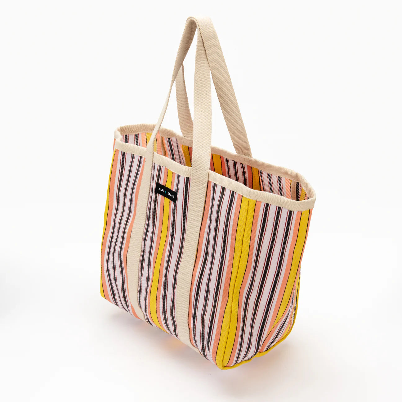Large Shopper Bag - Pale Pink/Yellow/Black