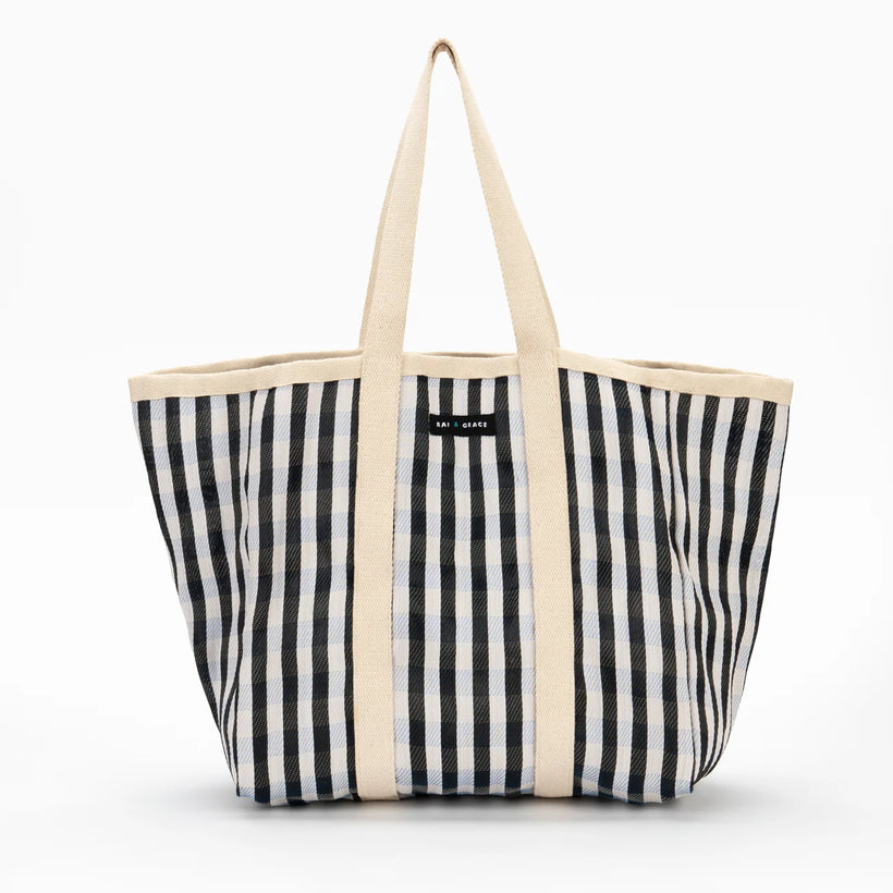 Large Shopper Bag - Black/White Stripe