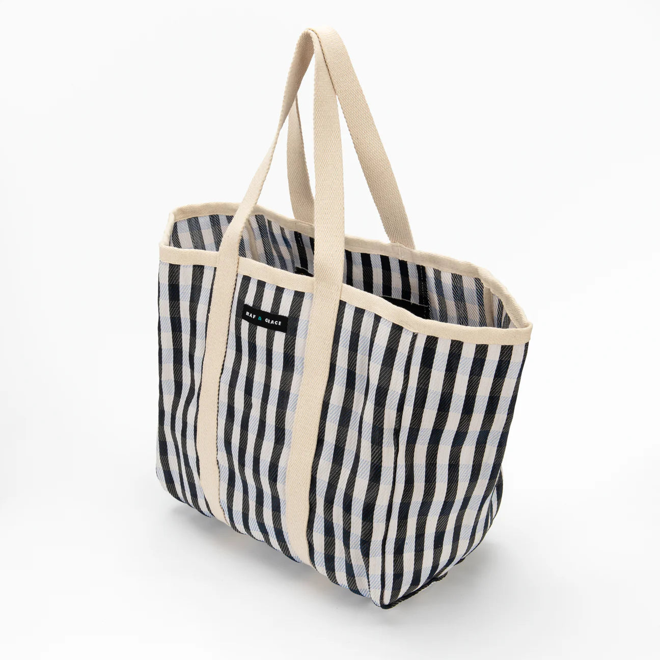 Large Shopper Bag - Black/White Stripe