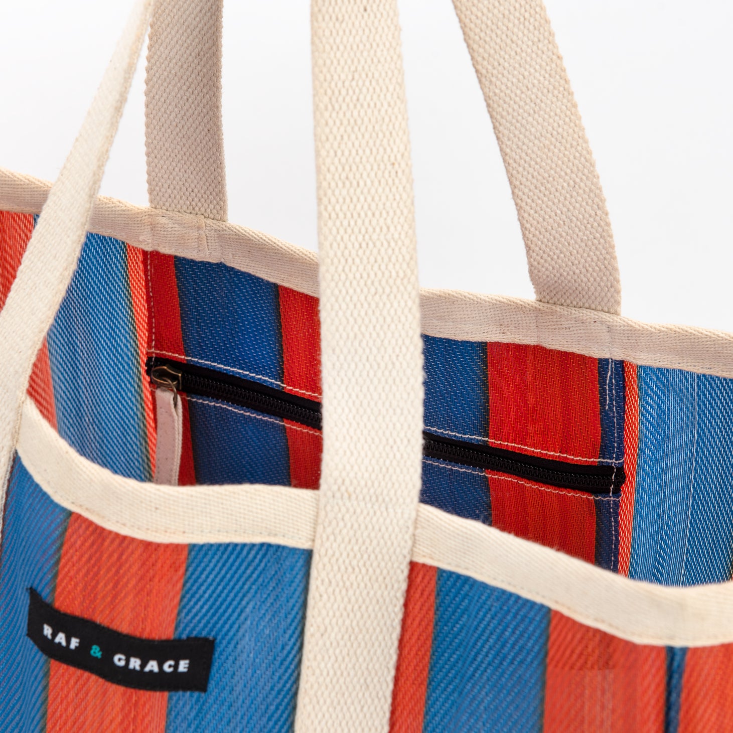 Large Shopper Bag - Navy/Orange