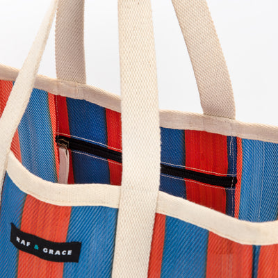 Large Shopper Bag - Navy/Orange