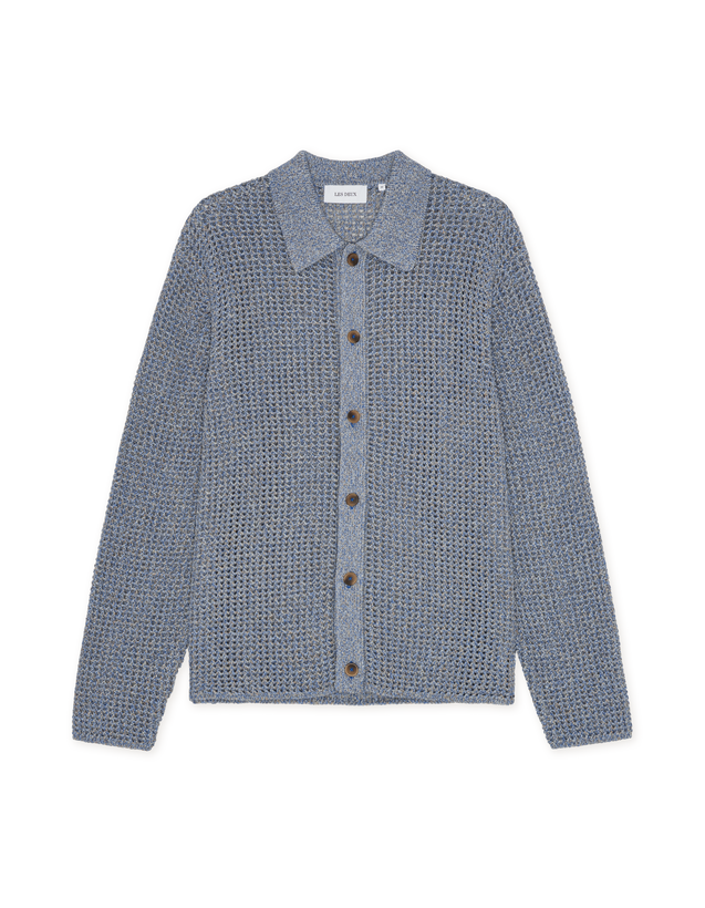 Gerald LS Knitted Shirt - Dark Denim Blue