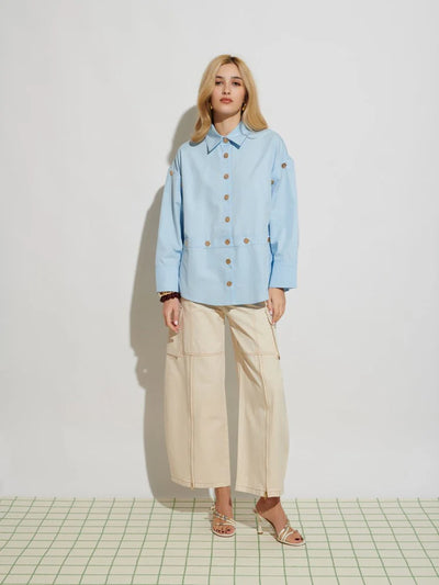 Asma Cargo Trousers - Ivory Cream
