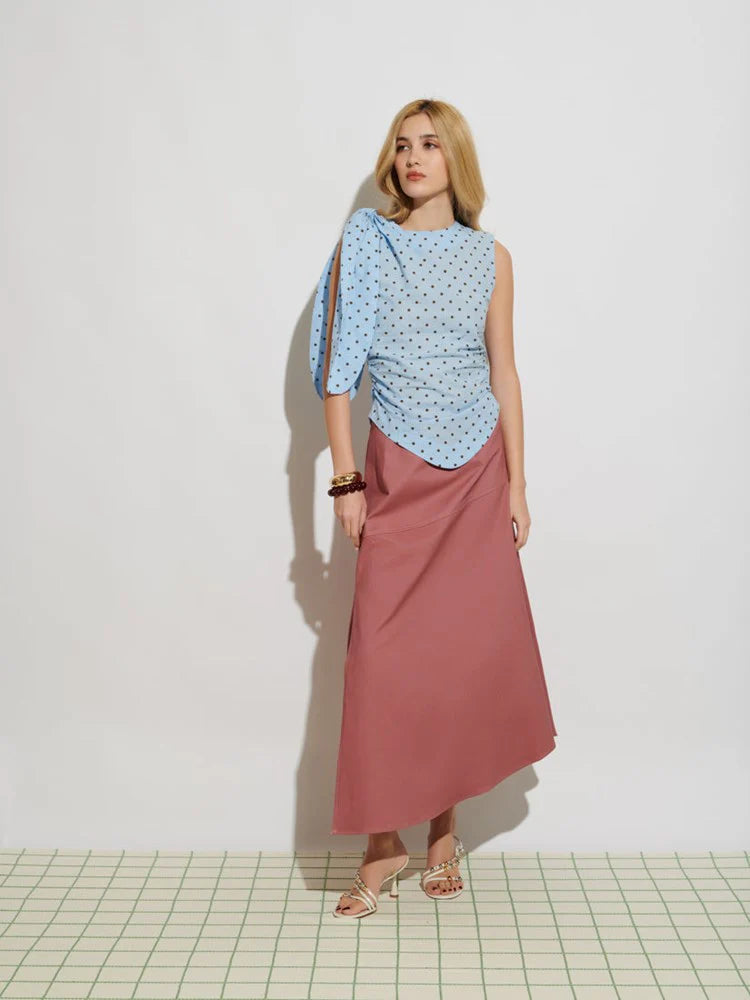 Farah Polka Dot Top - Baby Blue