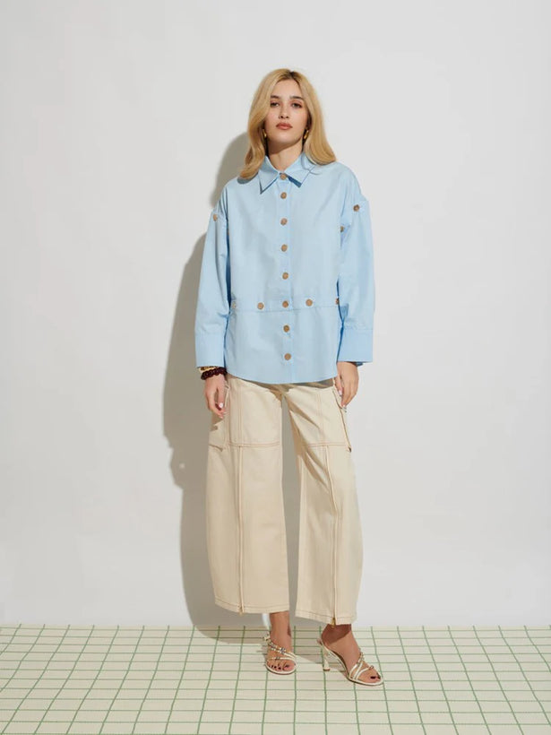 Lizzie Buttoned Shirt - Baby Blue