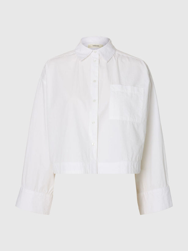 Astha Cropped Boxy Shirt - Bright White