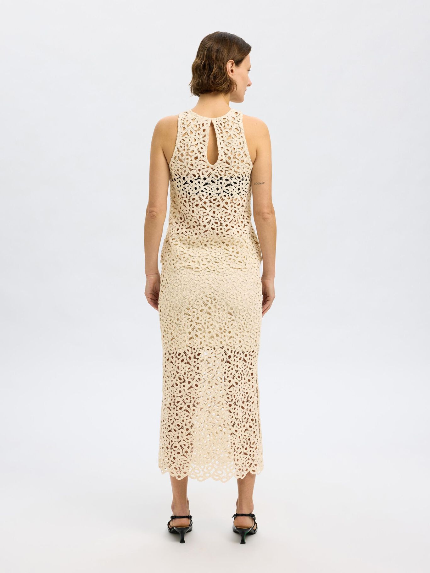 Alima Midi Crotchet Skirt - Sandshell