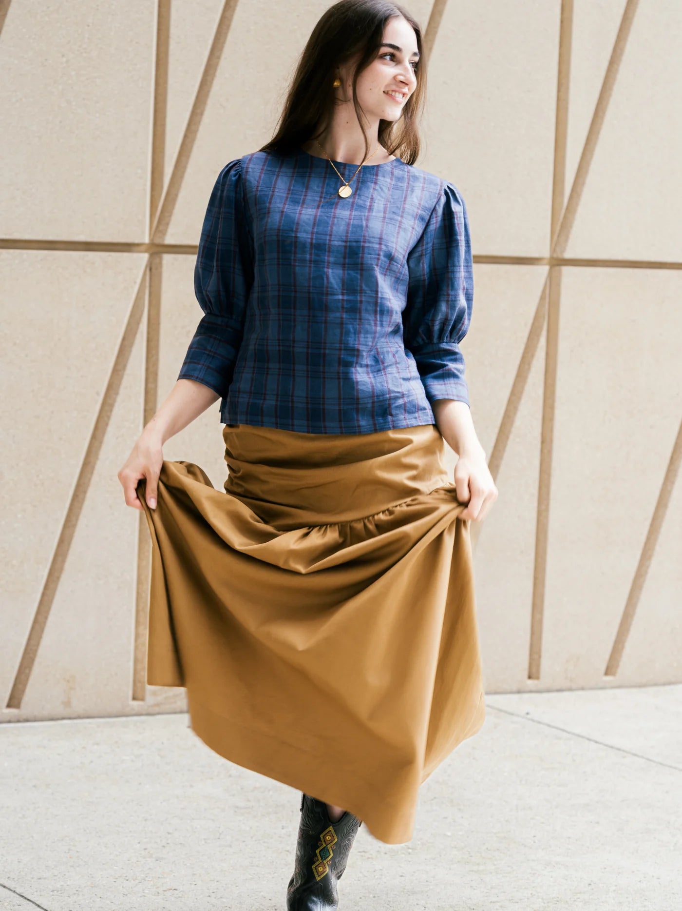 'NO MORE NOBODY' Iwona Blouse - Navy Check