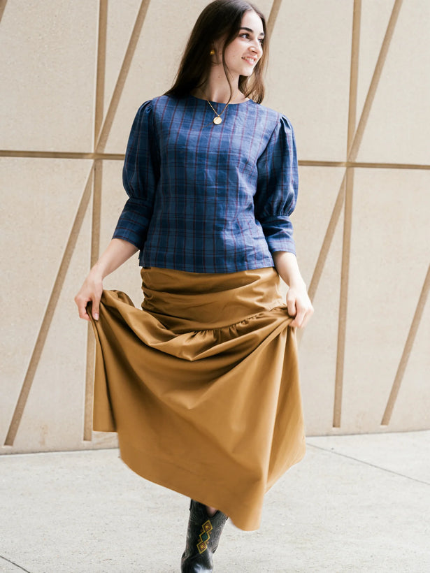 'NO MORE NOBODY' Iwona Blouse - Navy Check