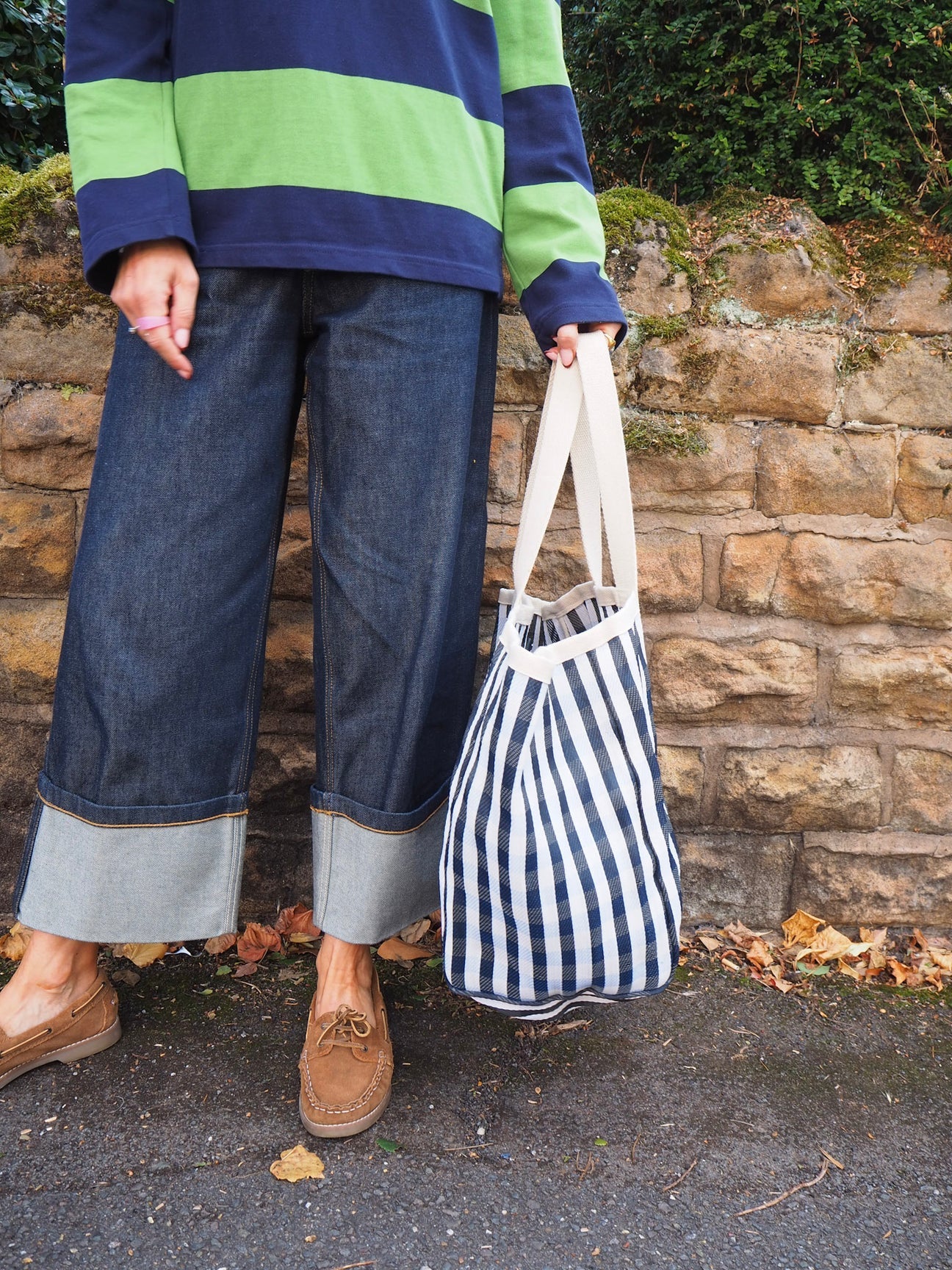 Large Shopper Bag - Black/White Stripe