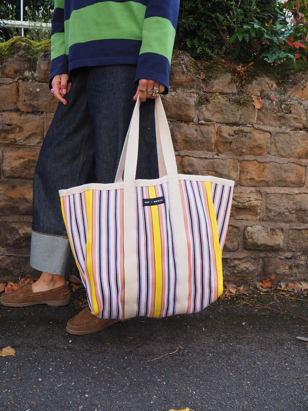 Large Shopper Bag - Pale Pink/Yellow/Black