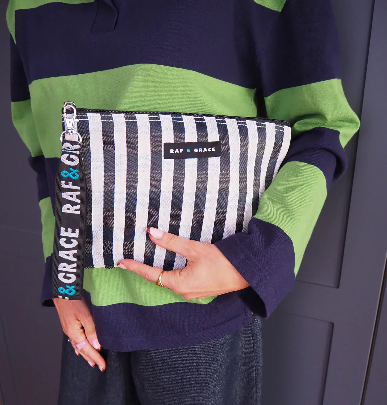 Small Pouch - Black/White Stripe