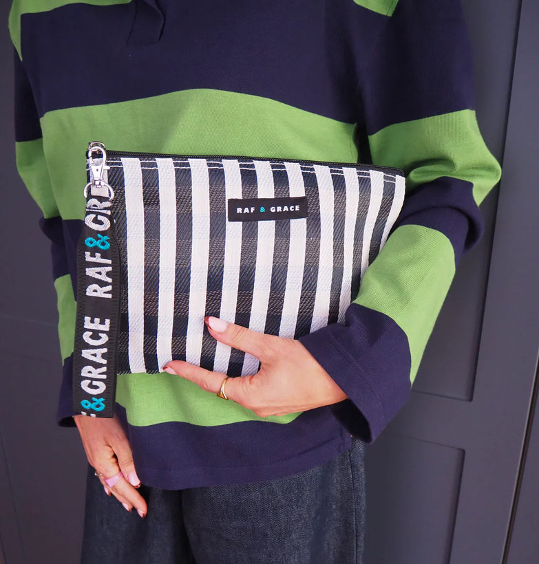 Small Pouch - Black/White Stripe