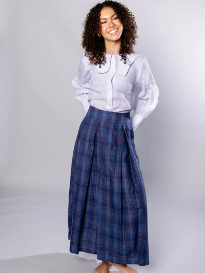 'NO MORE NOBODY' - Valery Maxi Skirt Organic Linen - Multi Check