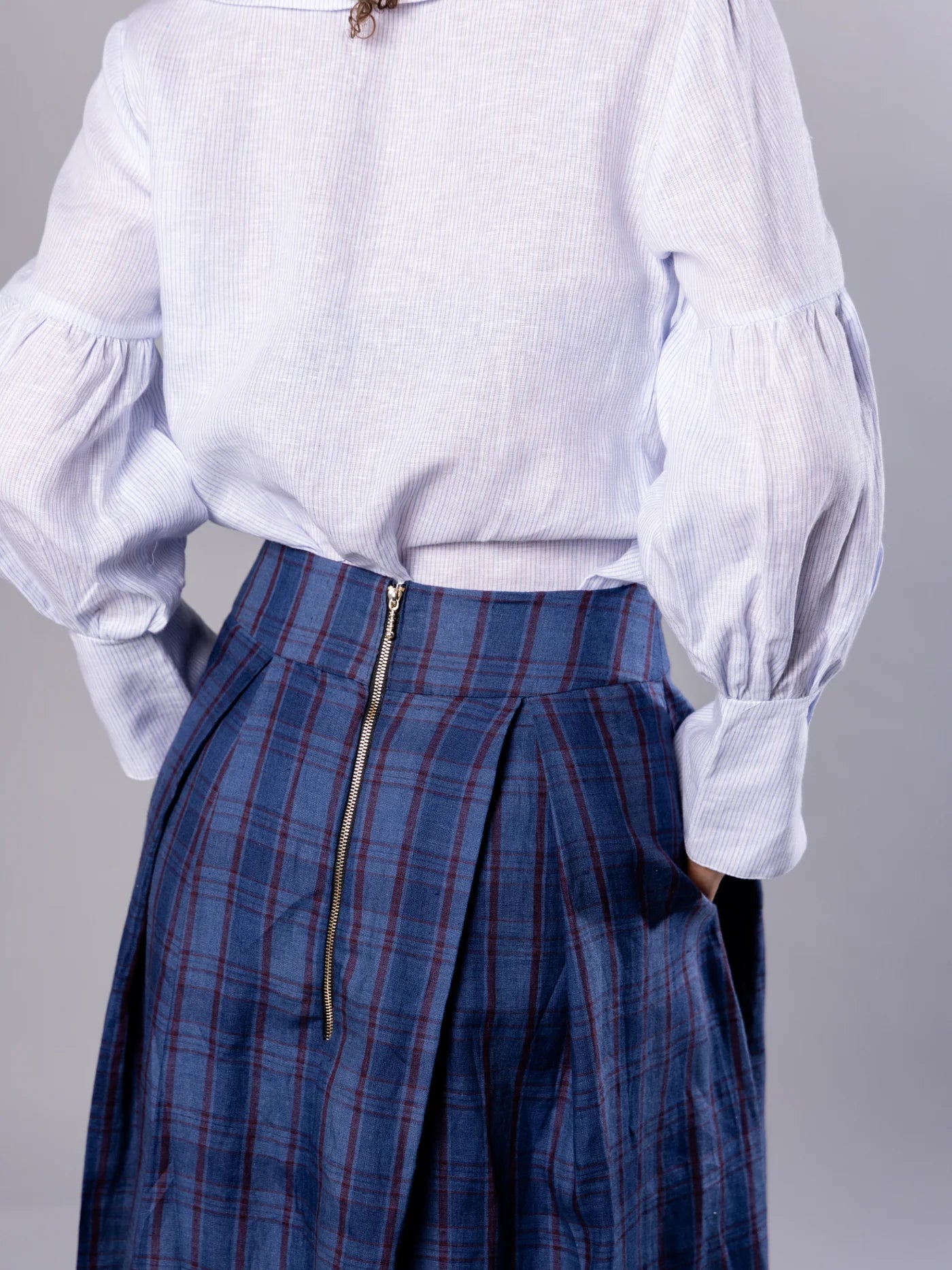 'NO MORE NOBODY' - Valery Maxi Skirt Organic Linen - Multi Check