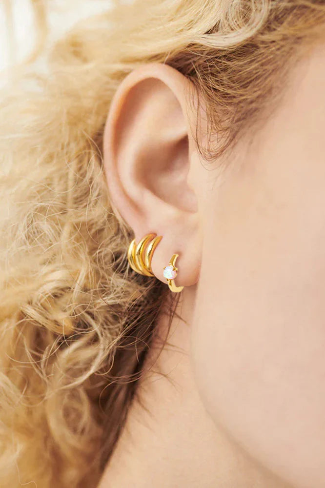 Aura Opal Huggies - Gold Plating