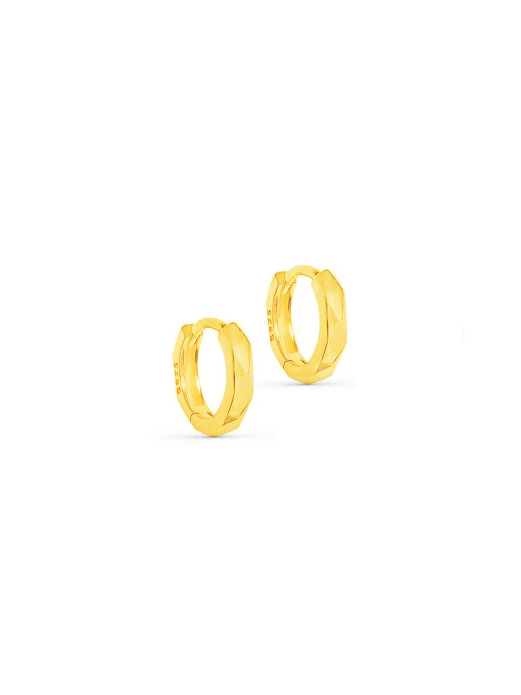 Ava Faceted Huggies - Gold Plating